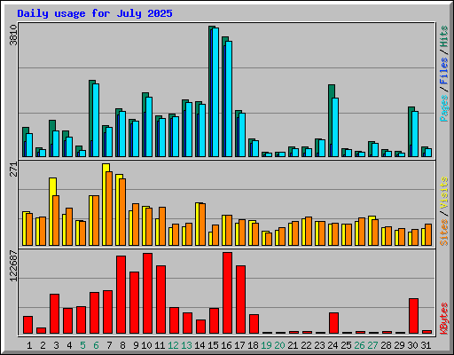 Daily usage for July 2025